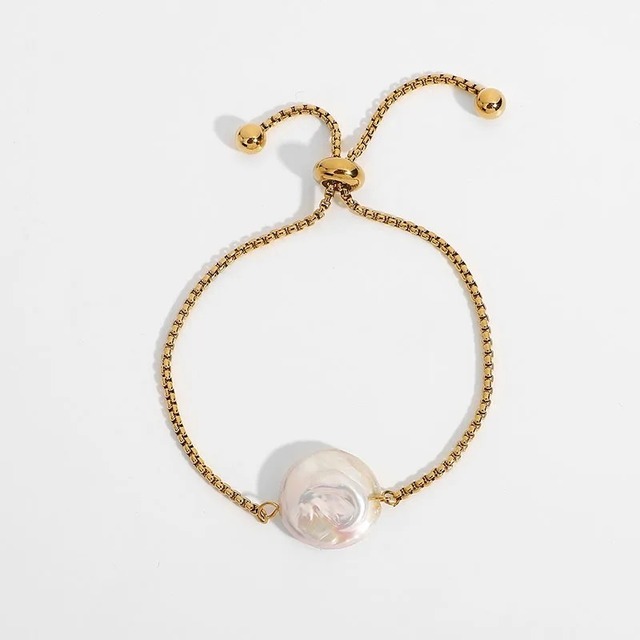金アレ対応 gold baroque pearl bracelet (0319)