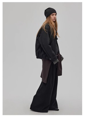 DECESOLO 24AW PUレザーパッチワーク パデットジャケット