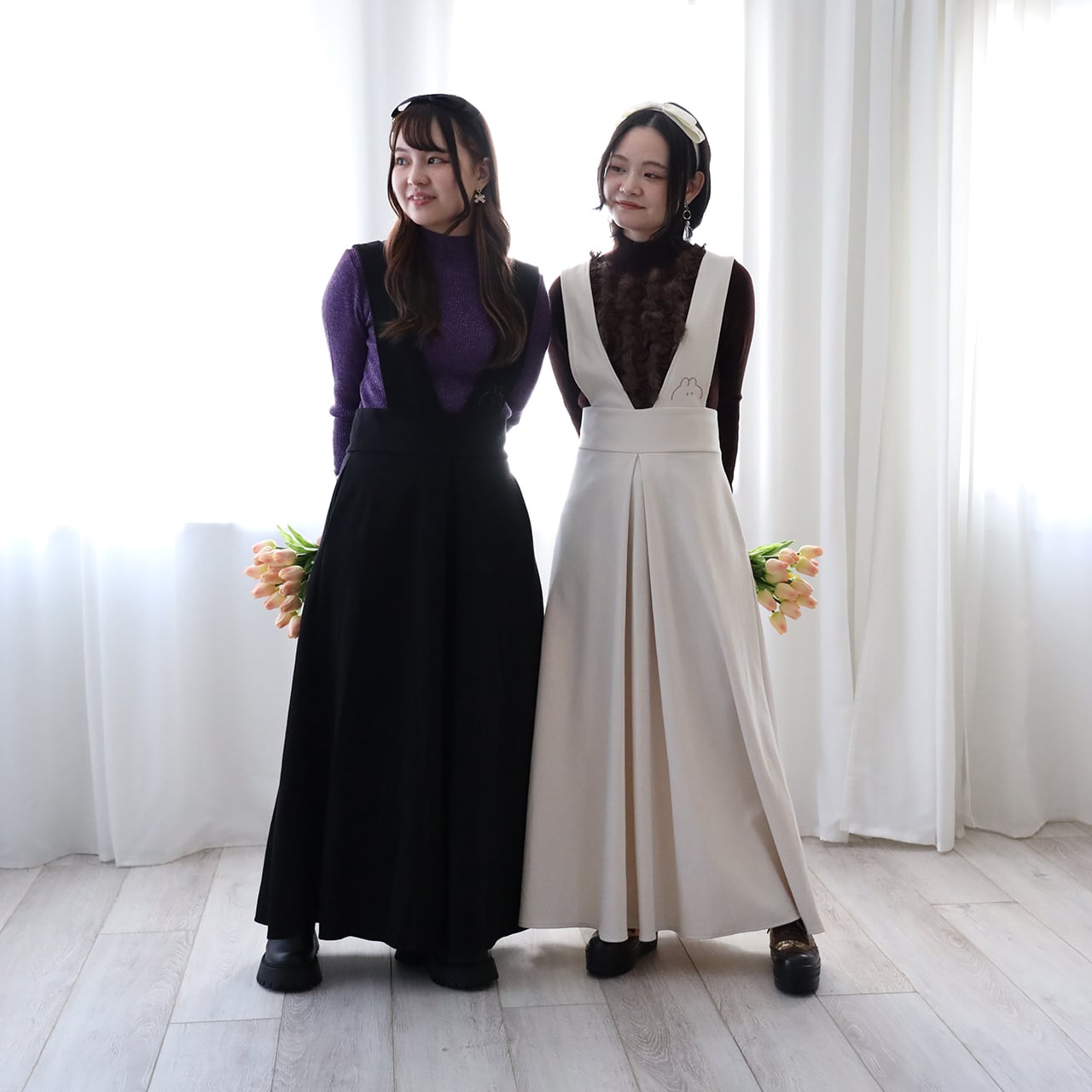 ウサひょっこりジャンパースカート / ブラック（MK‐384） | もくもく