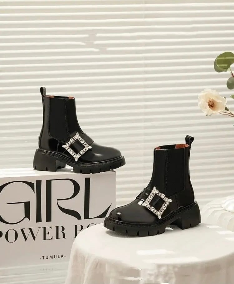 完売☆エナメル ビジュー ビジューエナメルブーツ | ENRICH