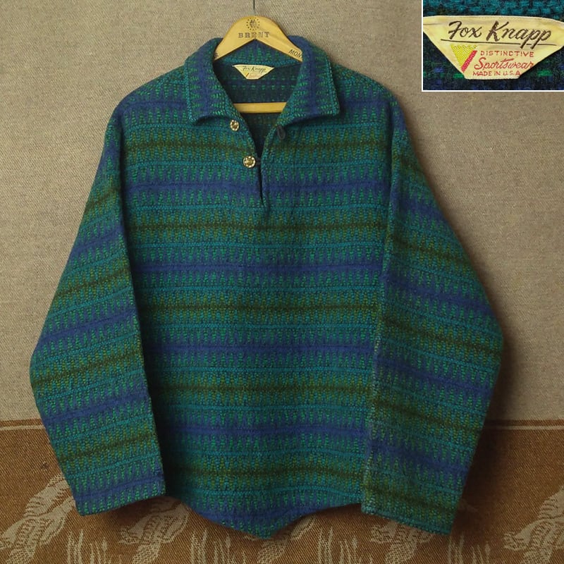 60s Fox Knapp Woven Wool Pullover Shirt Jacket （XL） | Wonder