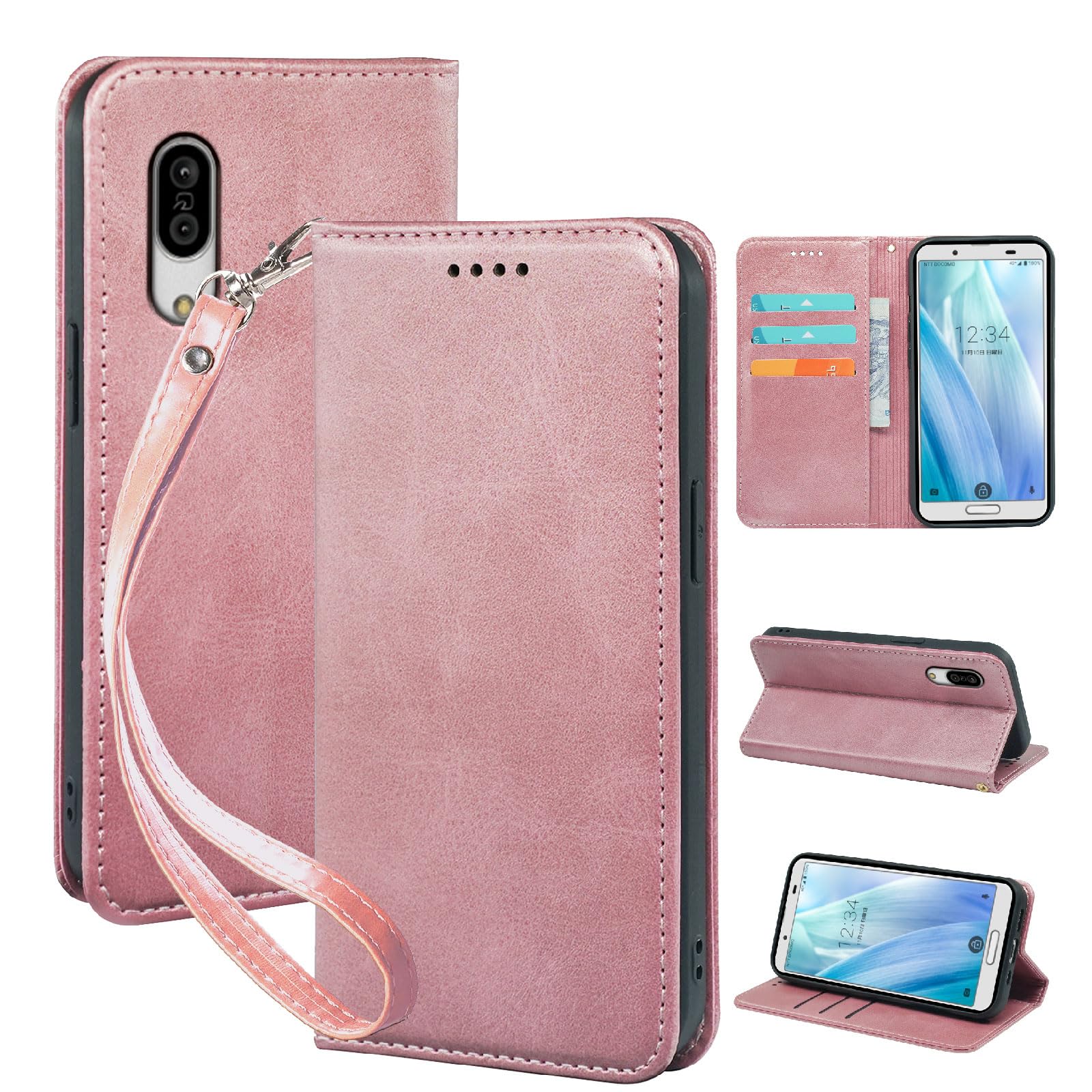 対応 AQUOS sense 3 / sense3lite/sense3 basic 用の ケース 手帳型 ライトローズゴールド XNWSEN3PG