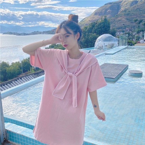 ✞ ラウンドネックソリッド カラーカジュアルTシャツ スウィート ガーリー ソリッドカラー ステッチ ✞ゴスロリ SM ミリ 甘ロリ クラロリ 和ロリ エレガント 黒ロリ 姫ロリ 華ロリ BB-BB3276448