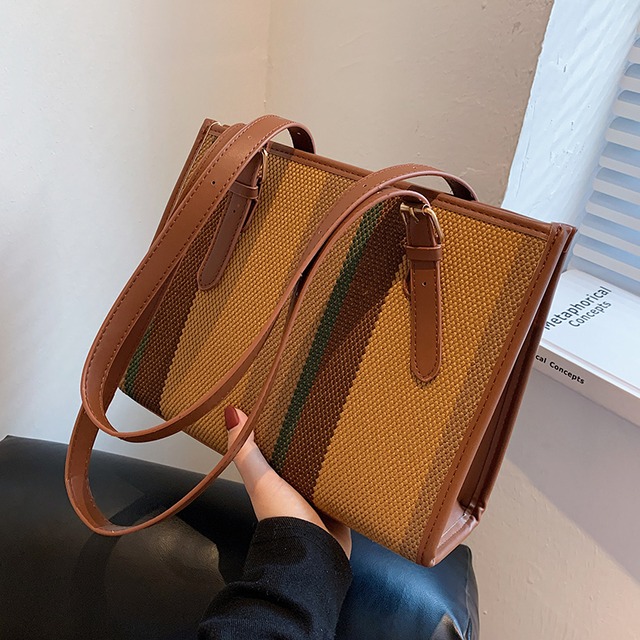 カジュアルショルダーバッグストライプオータムウィンター 秋物 冬物 トートバッグ ハンドバッグ Tiancai_Wing_Bag63559509454