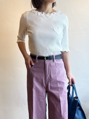 MUVEIL / ハートパッチリブTシャツ