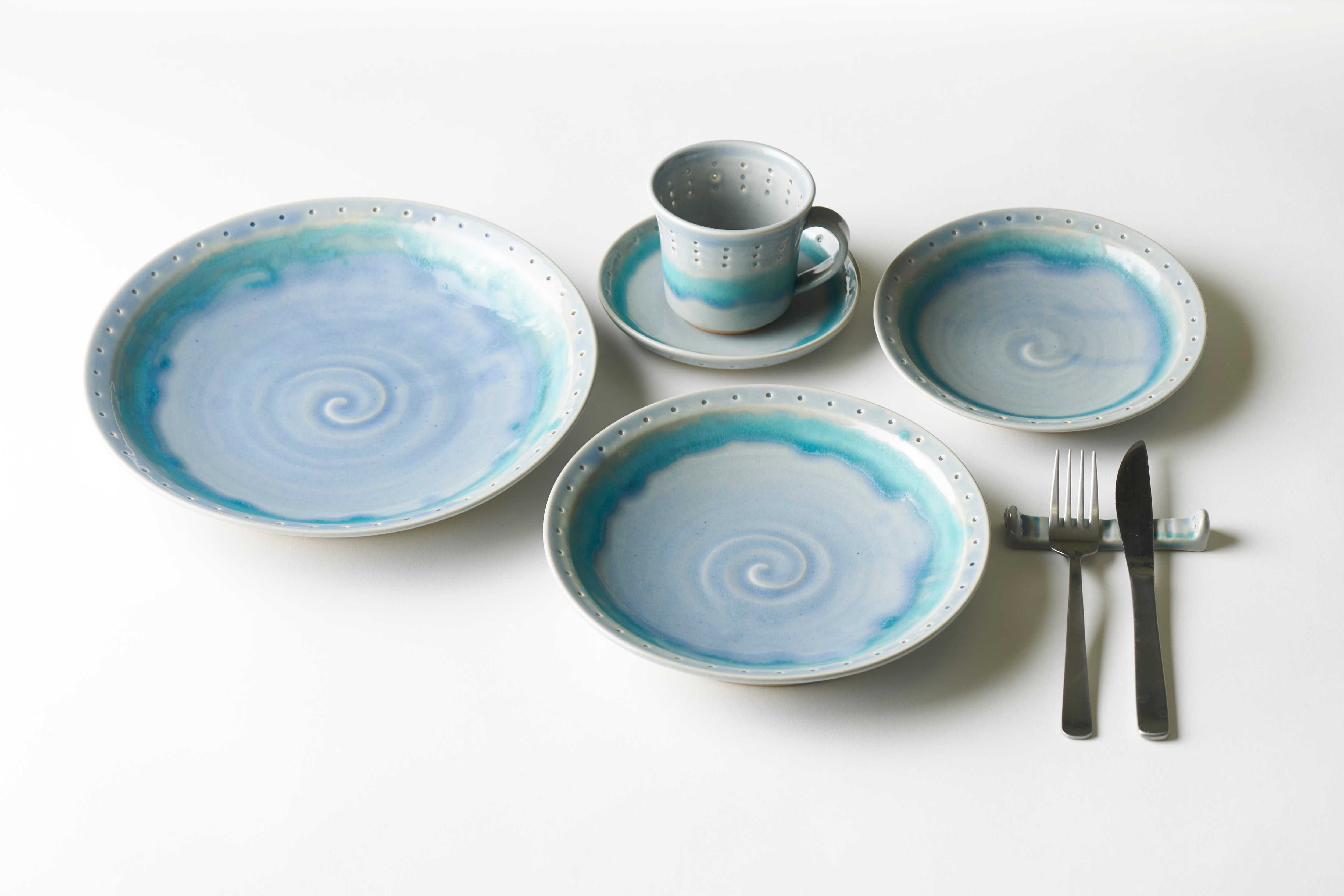 青蛍手プレート 中 | 会津本郷焼 Online Shop