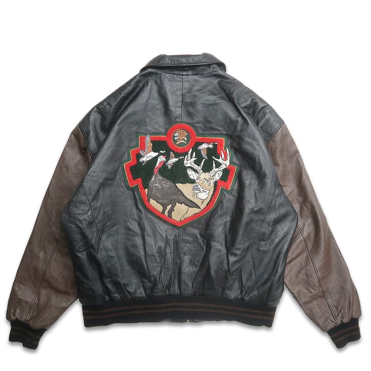 古着 TRAIL'S END 本革 レザージャケット ブルゾン ブラック 表記：XL