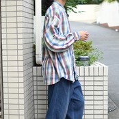 BAXTER check band collar shirt