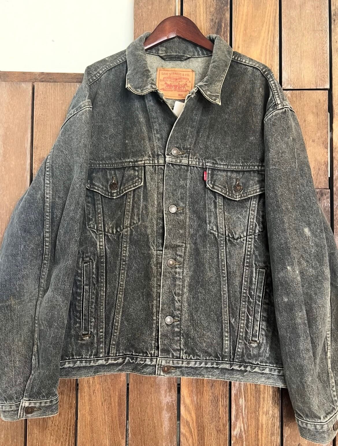 90's Levi's 先染め 70503-0259 black denim tracker jacket 【XL