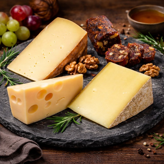 白ワインに合う チーズセット 3種＋フィグログ｜ラクレット・エメンタール・コンテAOP8ヶ月以上熟成｜フランス産 食べ比べ ナチュラルチーズ【Nature Kiosk】Cheese Set for White Wine(Raclette, Emmental, Comte AOP 8M, Fig Log)