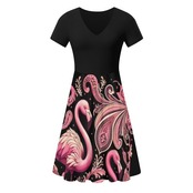 Women's Black Top Ruffle Summer Dress Paisley 4707