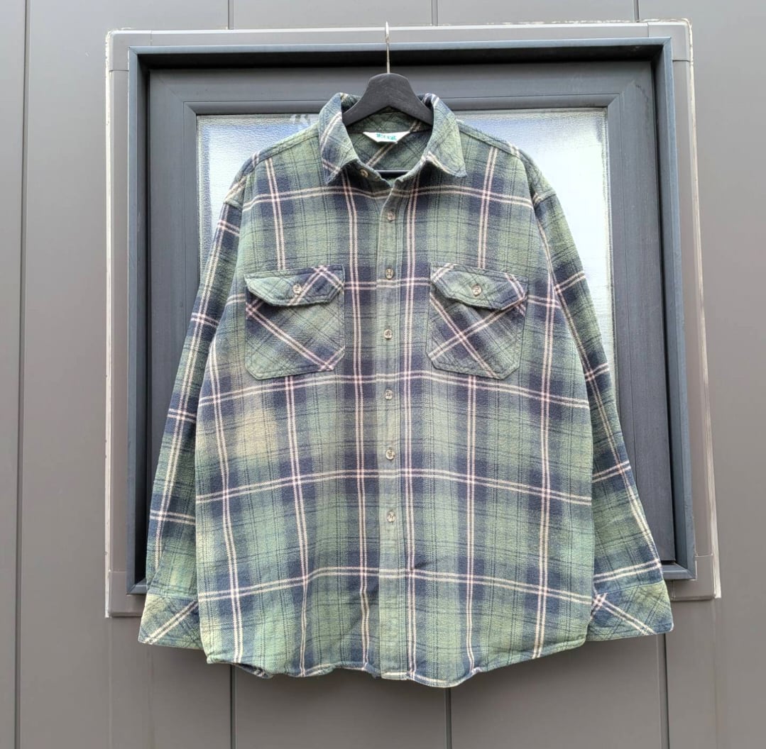80s Good fade!! KEY heavy flannel shirt 小岩店