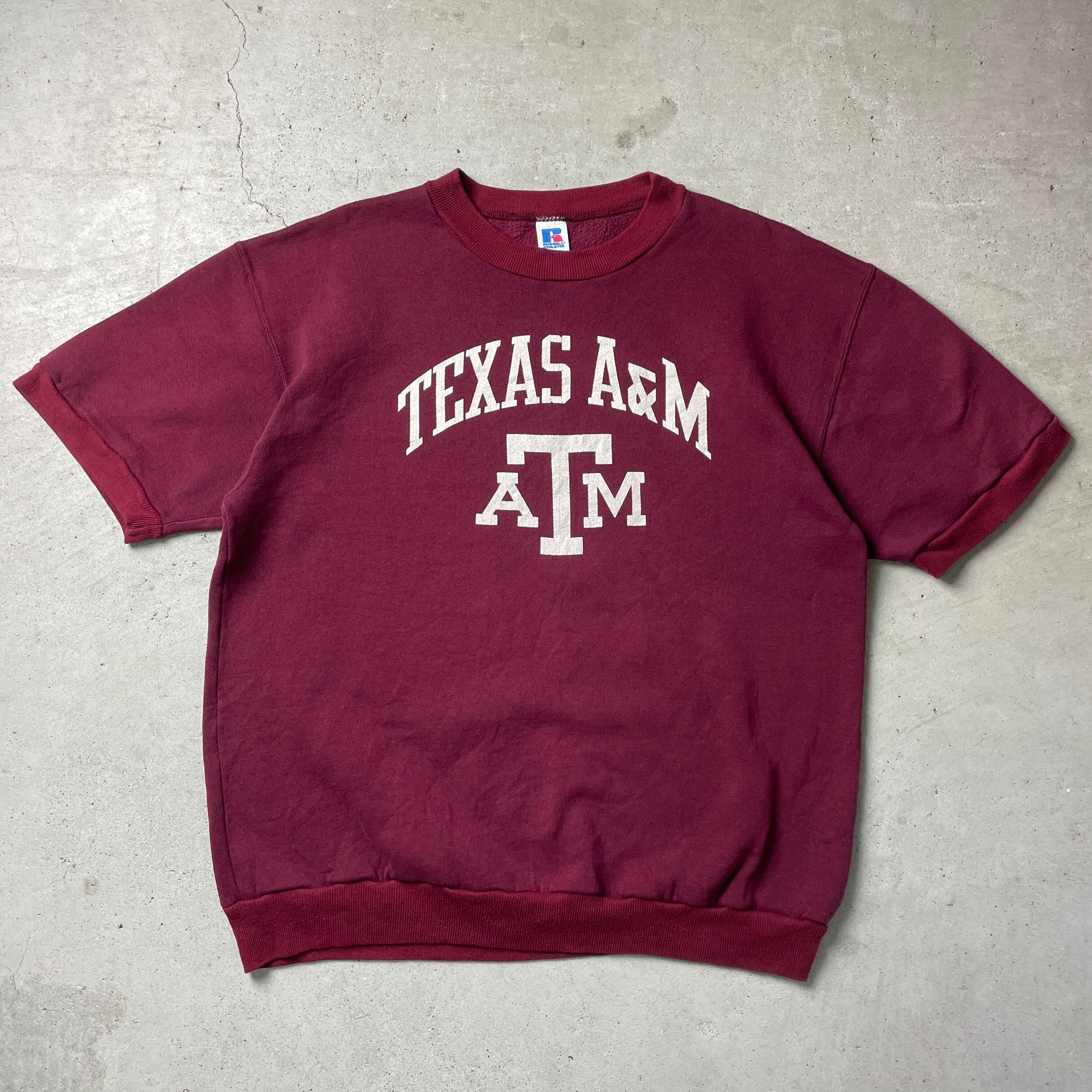 80年代 USA製 TEXAS A＆M カレッジロゴ プリント 半袖 スウェット 