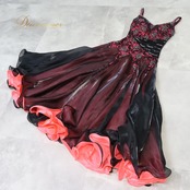 社交ダンス 衣装 GRANT グラント ドレス ワンピース スタンダード ブラック系 ピンク系 ピンク 黒 レース フリル ダンス パーティ 発表会 ノースリーブ かわいい 発表会衣装 舞台衣装 ダンスウェア レディース