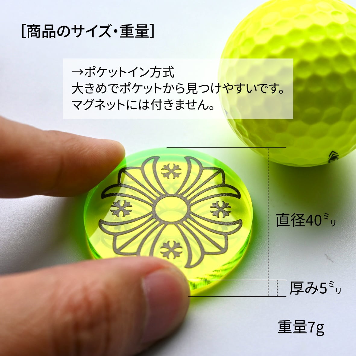 TURF PROJECT限定デザイン 青黄ゴルフマーカー［犬ワンパット］2色