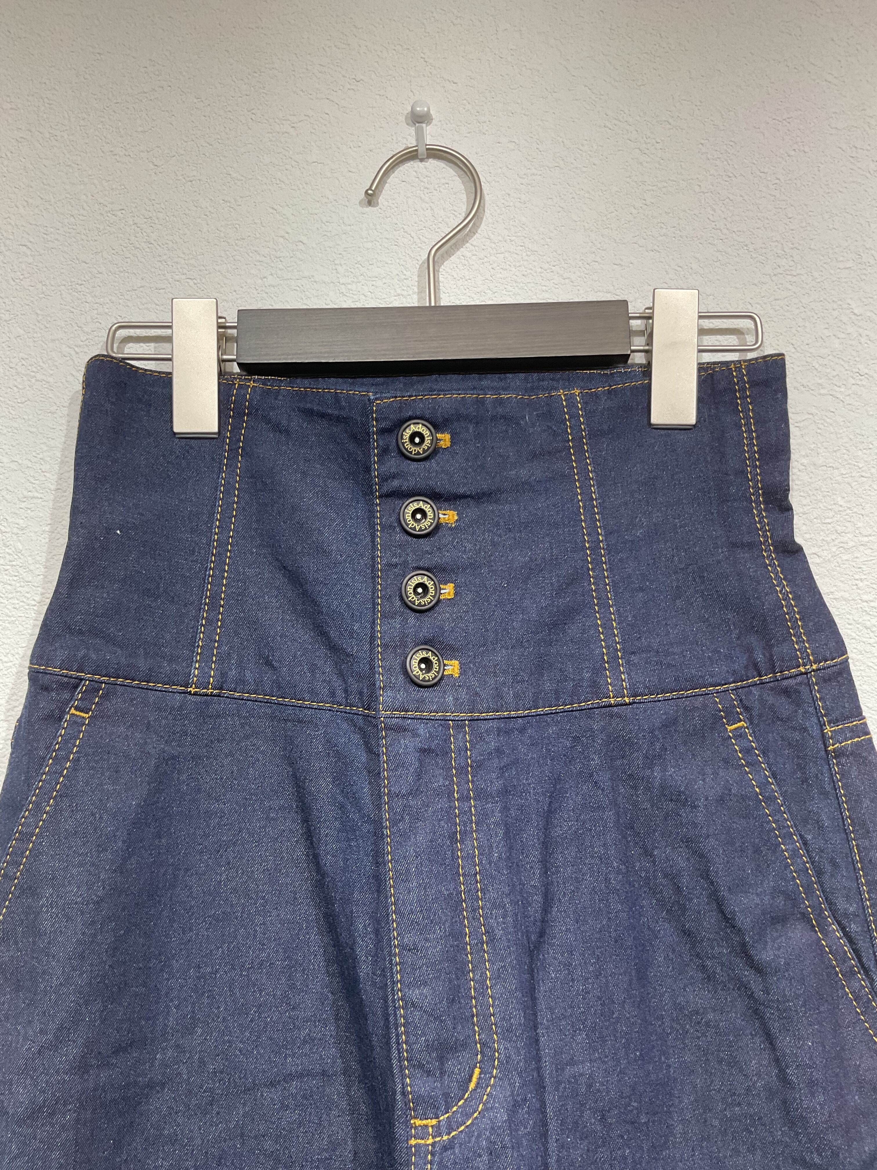 Adonisis＞ コルセットハイウエストワイドデニム（インディゴ） | SHINKI