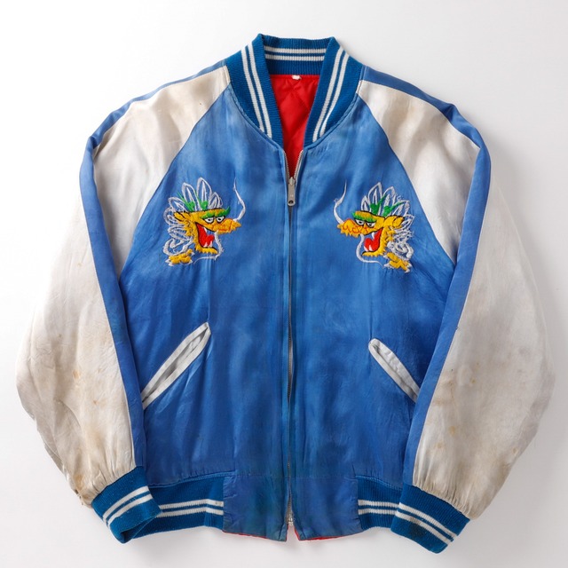 【希少】70s special souvenir jacket vintage U.S. military  satin fabric blouson made in JAPAN about L mint condition / 70年代 ヴィンテージ スカジャン スーベニア ジャケット サテン素材 アメリカ軍 ミリタリー 日本 駐留 ビッグサイズ 実寸L 希少 ジャンパー アルミジップYKK