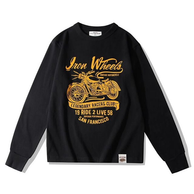 バイクプリントロングスリーブＴシャツ　L0143