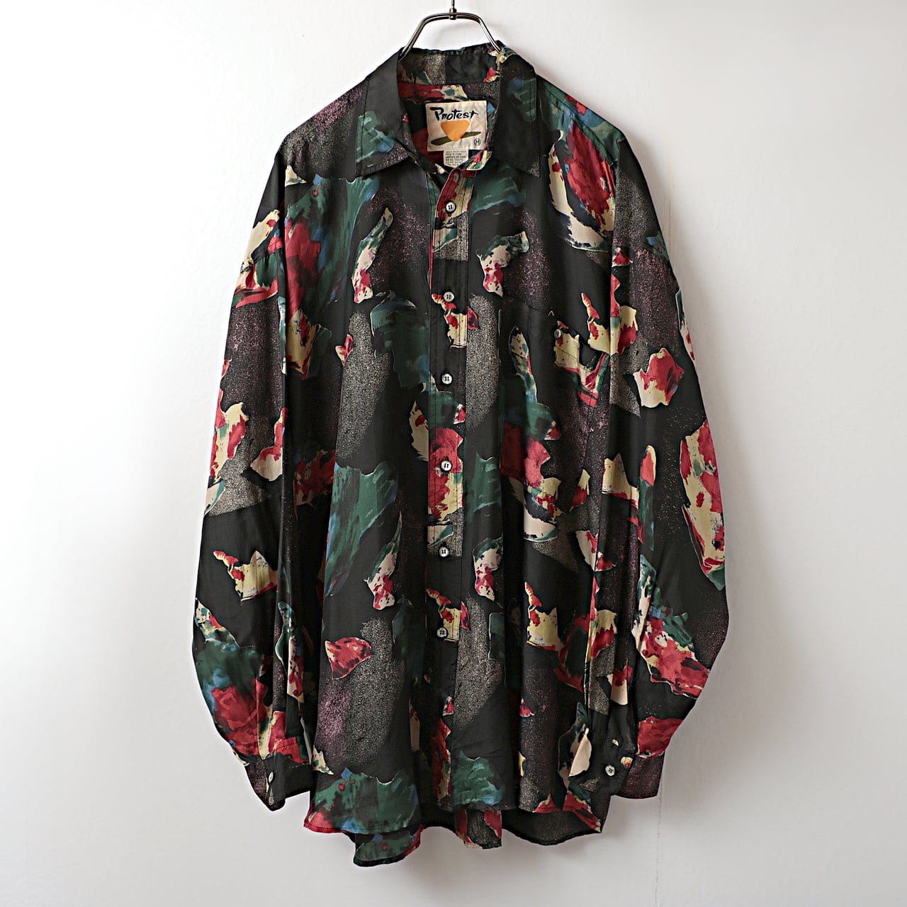 90s Pnotest Watercolor pattern silk shirt used