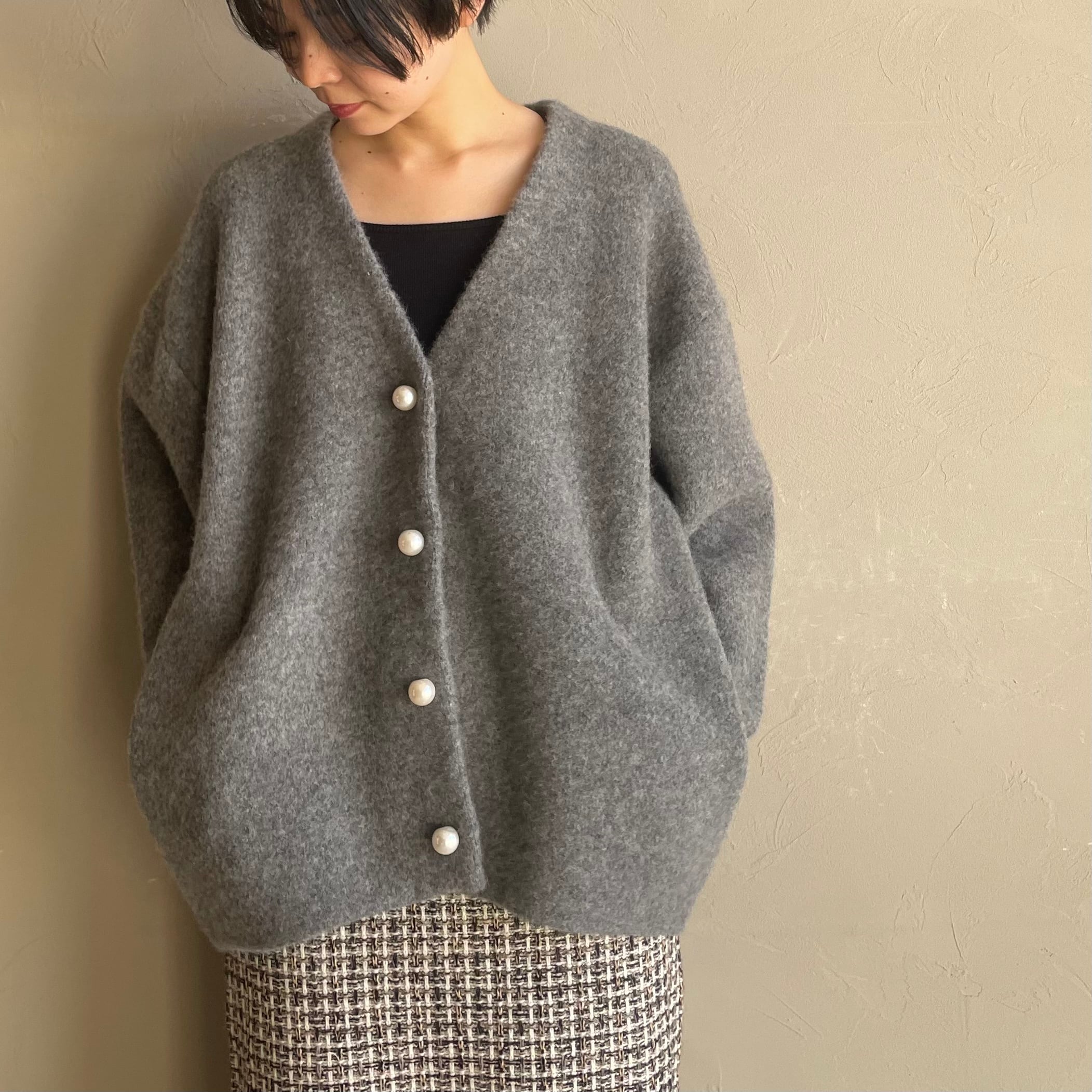 【CYNICAL】パールボタンダブルフェイスカーディガン