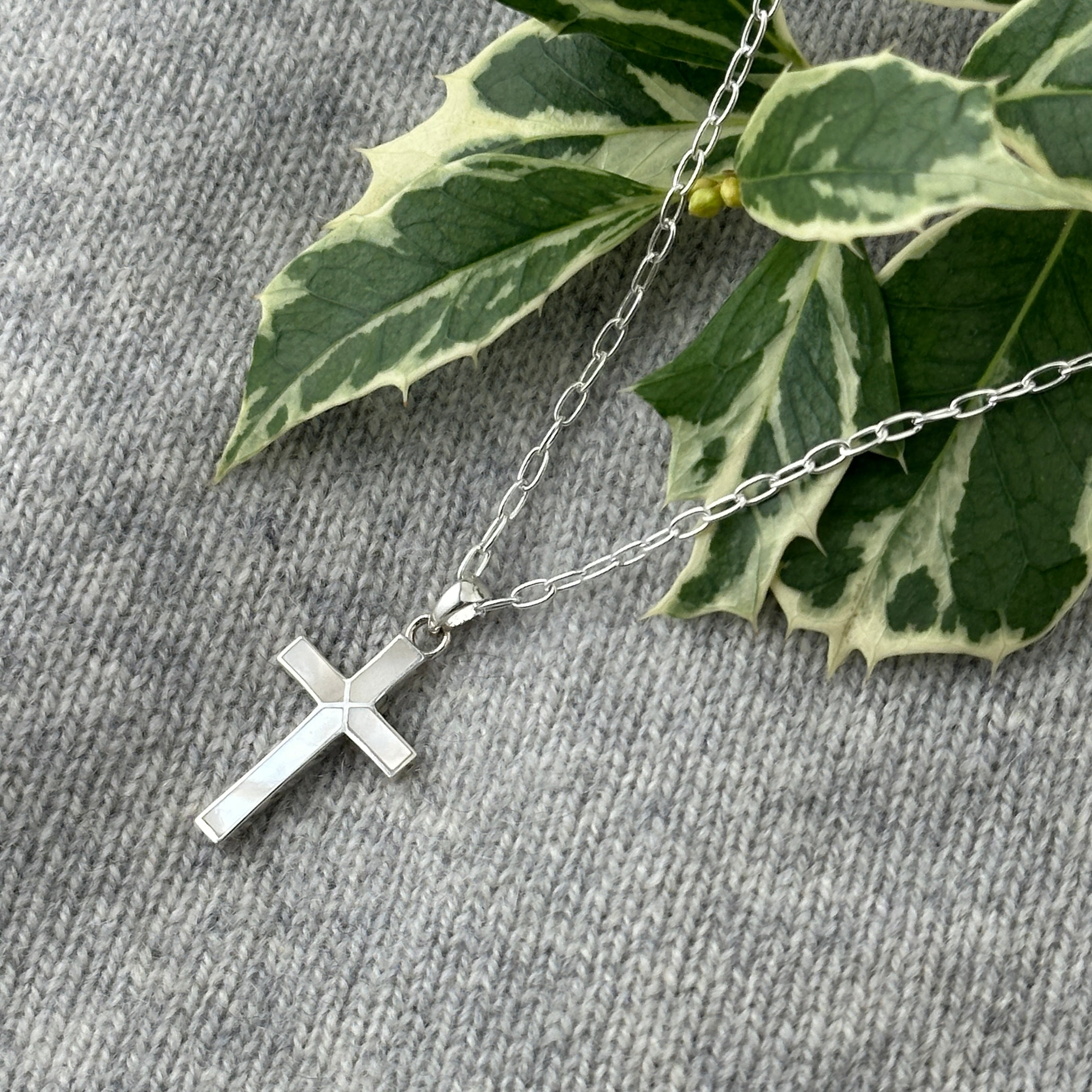 白蝶貝 クロス ネックレス/ペンダント