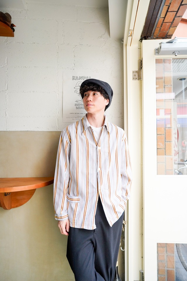【1980s】"Made in East Germany" Stripe Long Sleeve Shirts / 6-269