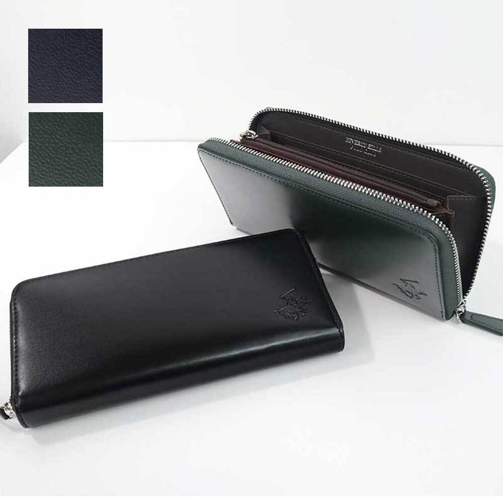 ビバリーヒルズポロクラブ メンズ 長財布 財布 ラウンドファスナー ブラック/グリーン BEVERLY HILLS POLO CLUB BHG-M1001 BHG6000