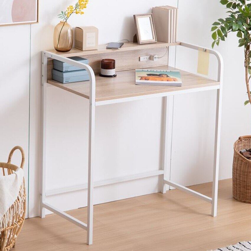 幅80cm 棚付きデスク 机 テーブル パソコンテーブル コンセント付き 勉強机