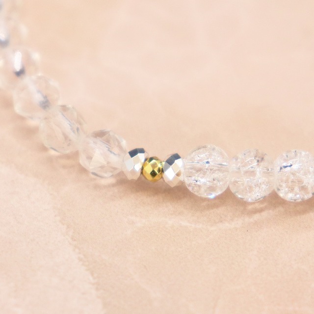 【Shining  Like Stardust】水晶×クラック水晶×ローズクォーツ ブレスレット