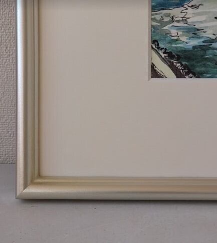 川勝茂弘「 ローマ・テレべ川」（イタリア） 水彩画 額縁外寸53.0x41
