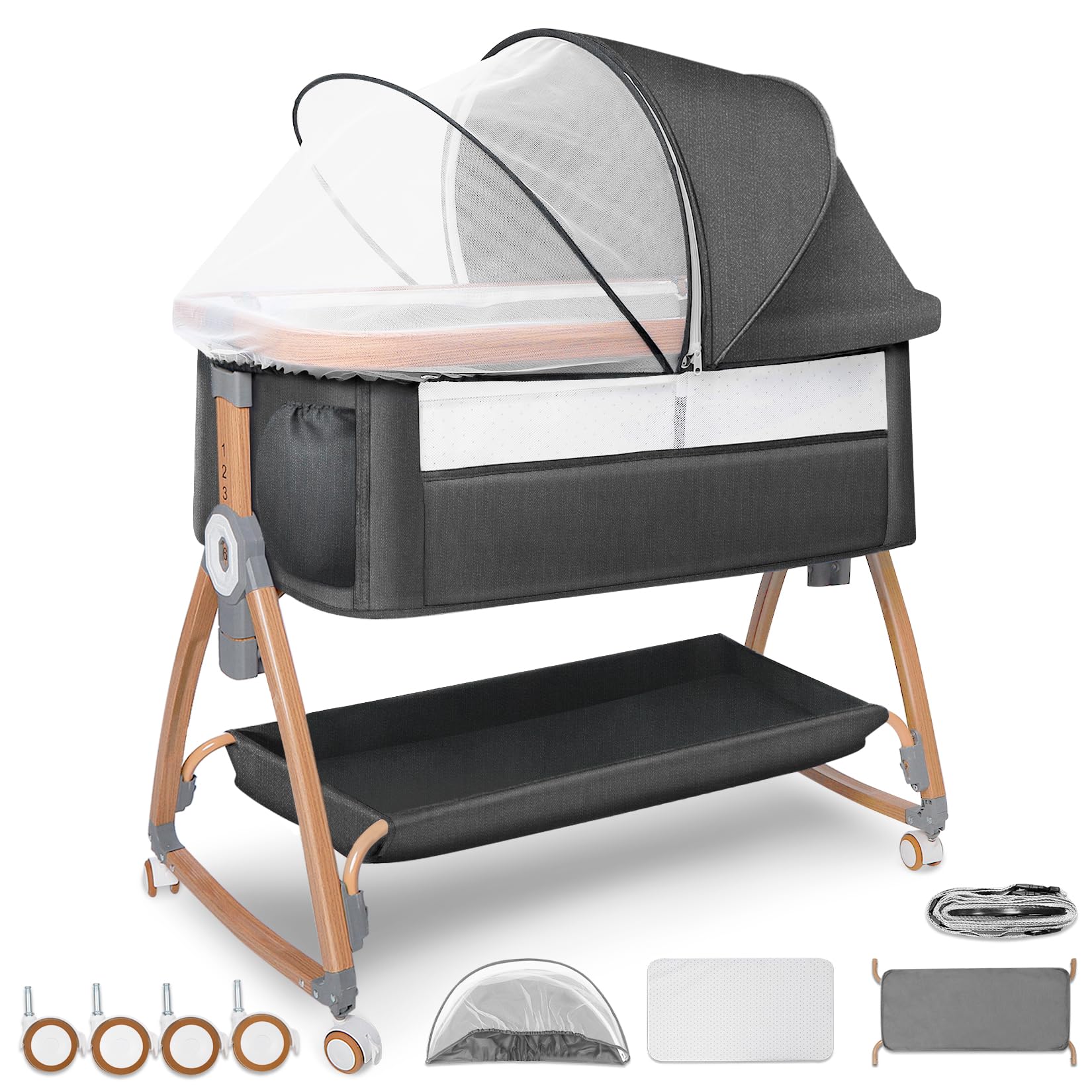Dulumer 3 IN 1 ベビーベッド 添い寝 ゆりかご 持ち運びベビーベッド