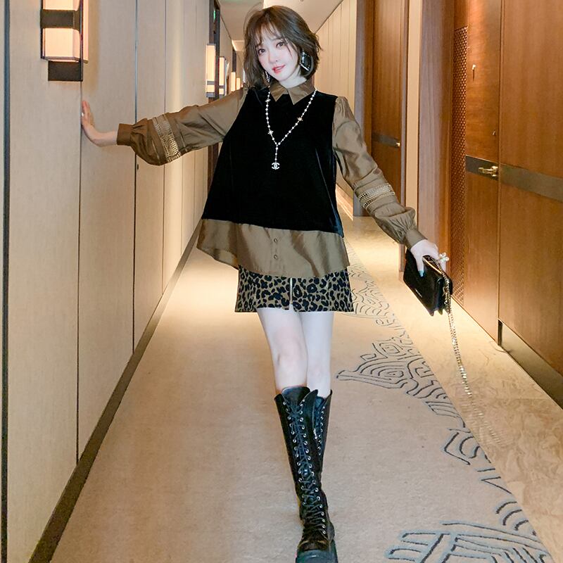 スリーブルーズシャツ ランタンスリーブ ステッチ MIUCO51238720525