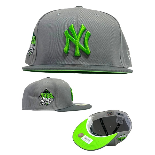 New Era 59Fifty Fitted Cap Newyork Yankees "1999 WORLD SERIES" Gray UV Neon  Green | MOOD