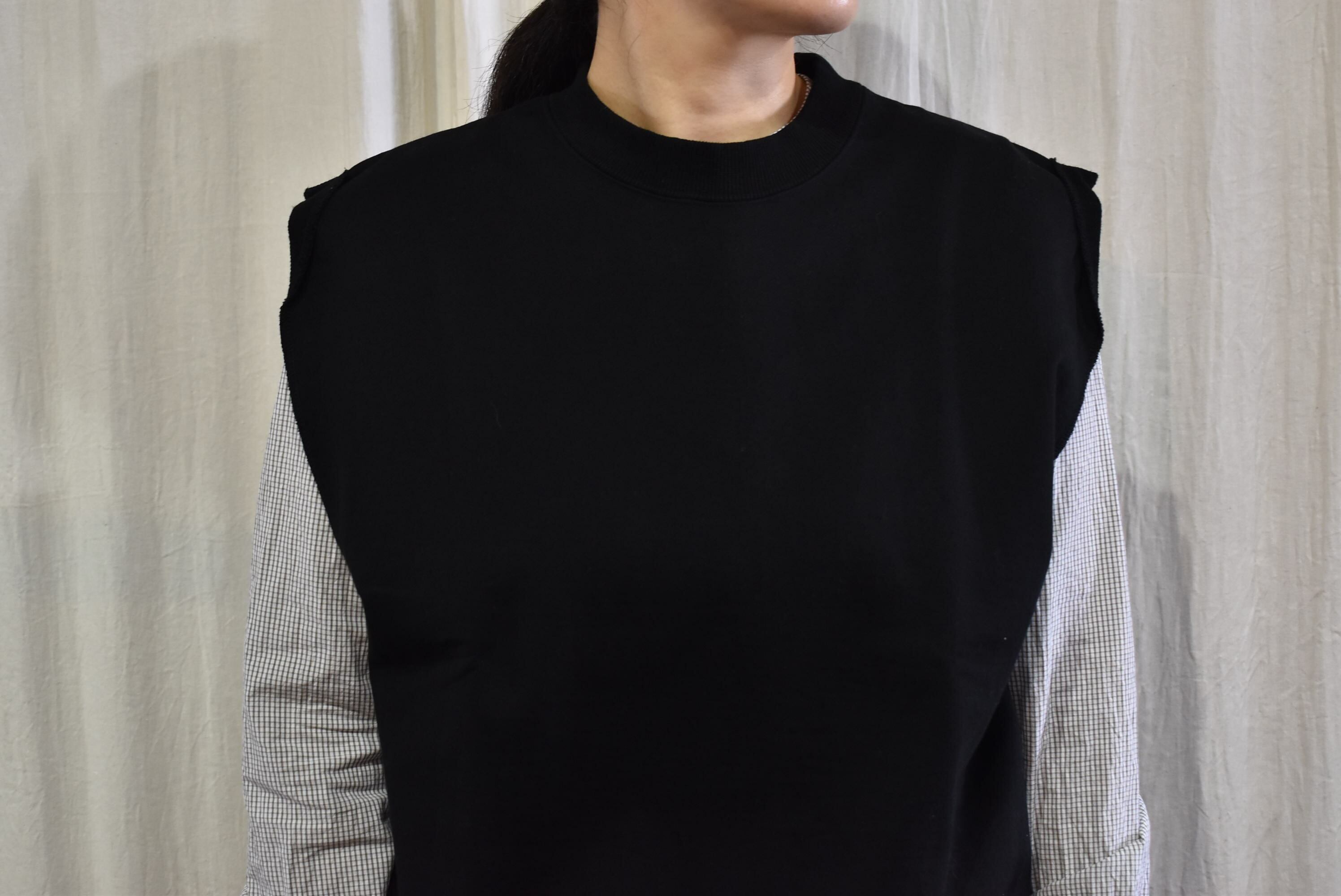 Homspun　コンパクト裏毛ベスト　ブラック homspun コンパクト裏毛 ベスト