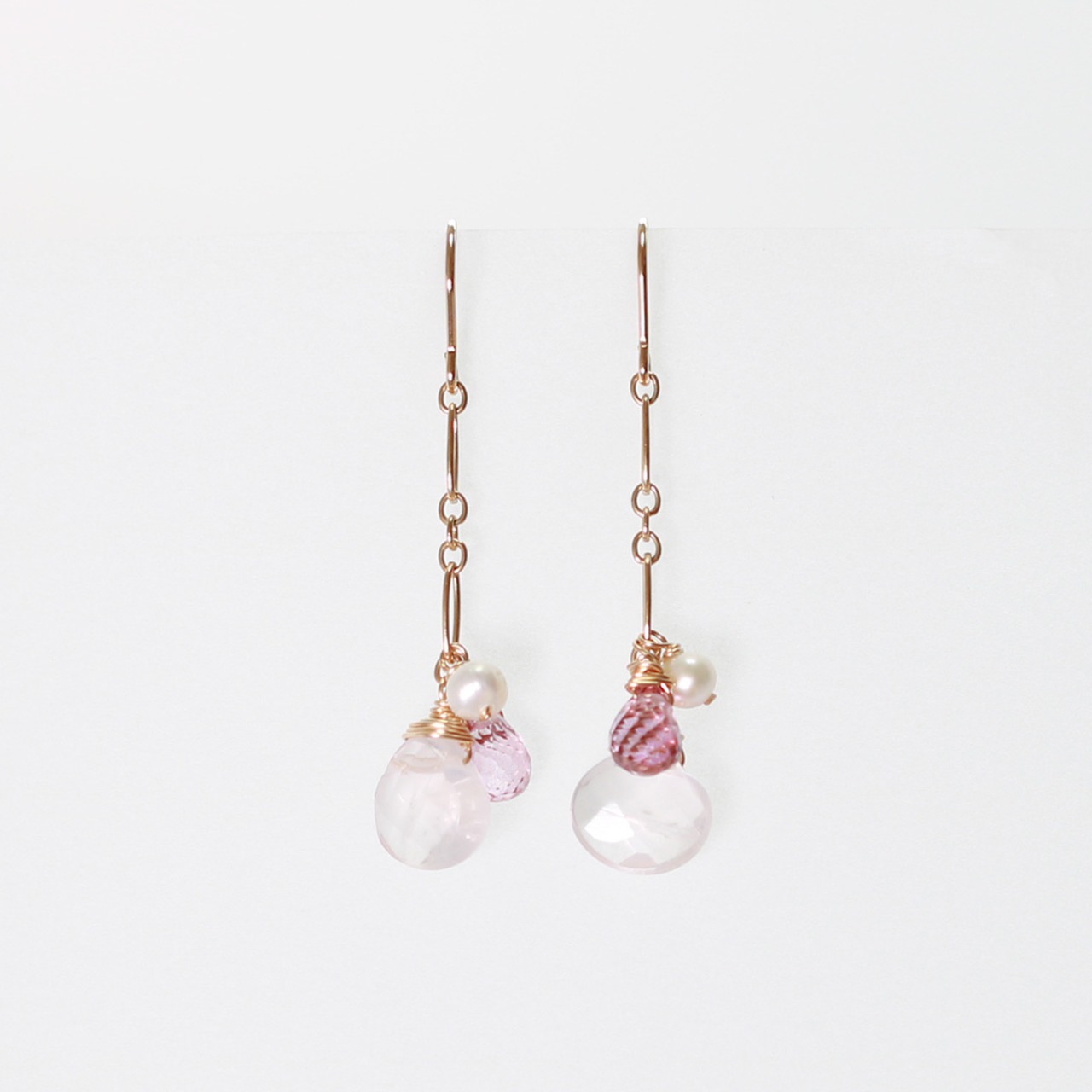 ローズクォーツ×淡水ピアス mm1195