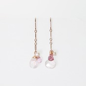 ローズクォーツ×淡水ピアス mm1195