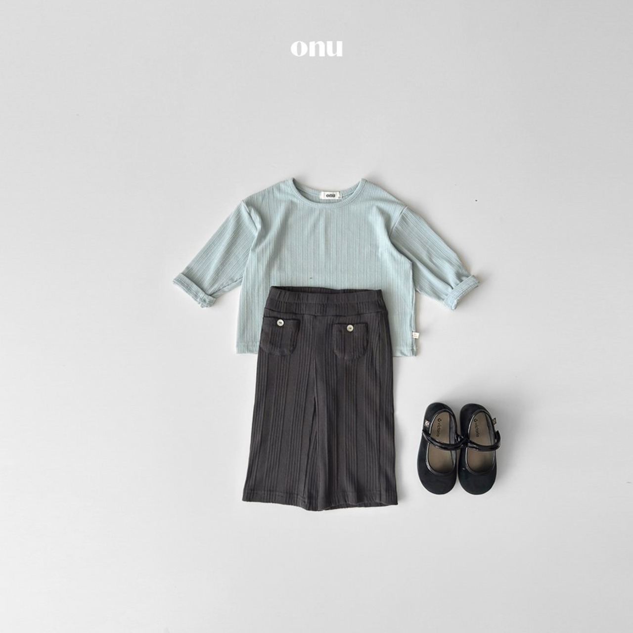 【ONU】 チーズリブパンツ／チャコール（80~120cm） - 5