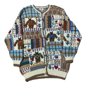 Bear Design 3D Knit Cardigan