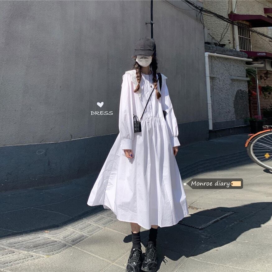 ホワイトドレス サマールーズ薄手スカート ロング 夏物 モンロー75806411500