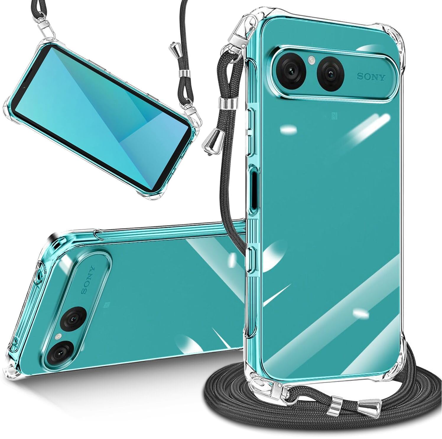 tuulaasii For Xperia 10 VII ケース クリア ショルダー SO-52F SOG16 A502SO 肩掛け 縄掛け TPU