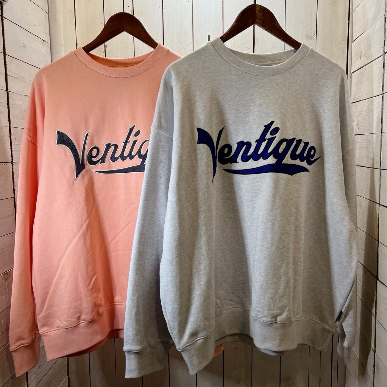 VT-00917-1】Ventique chain embroidery logo crew neck sweatshirt