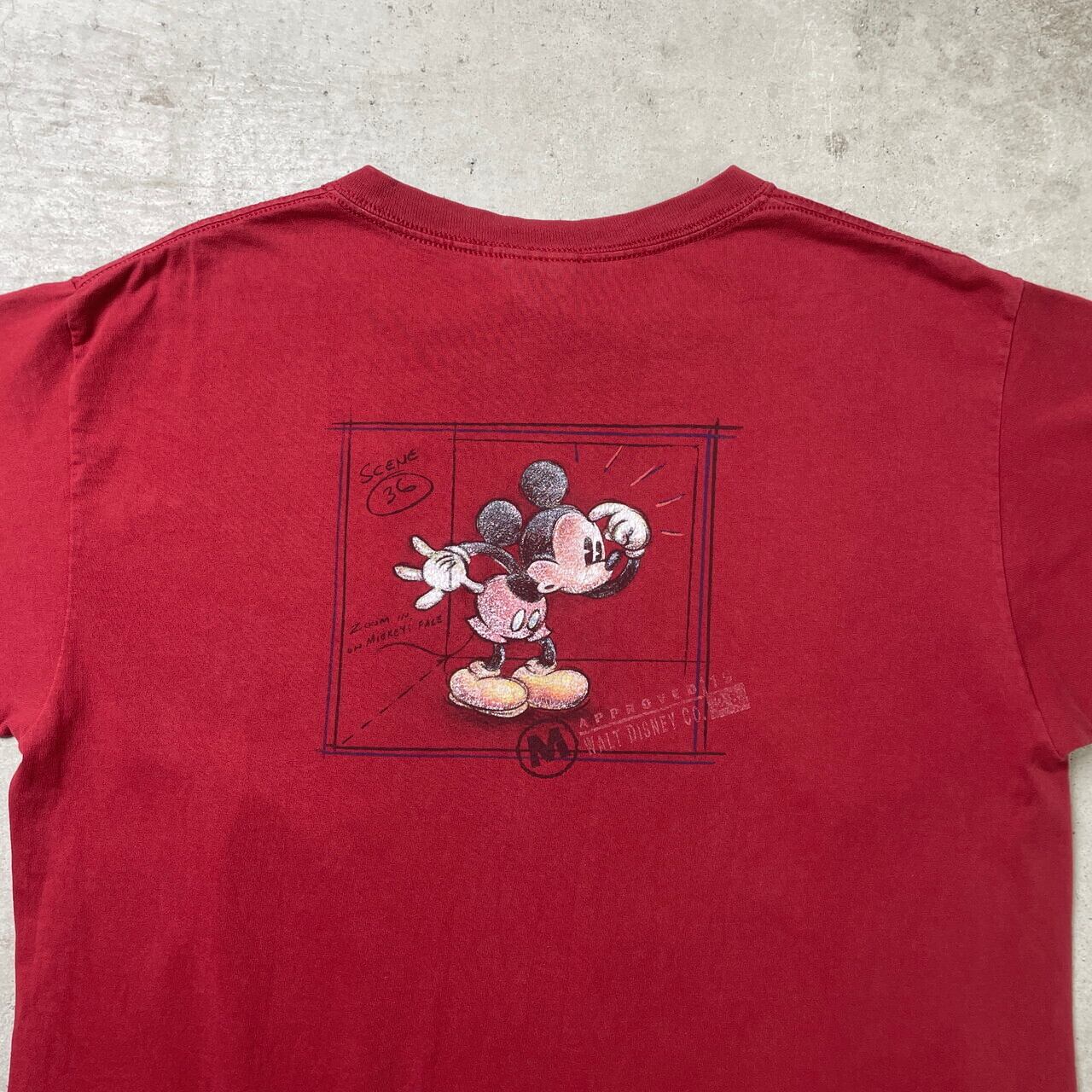 90s Disney Mickey プリント Tシャツ USA 赤タグ後期 90年代 USA製 THE Disney STORE ディズニー ミッキーマウス