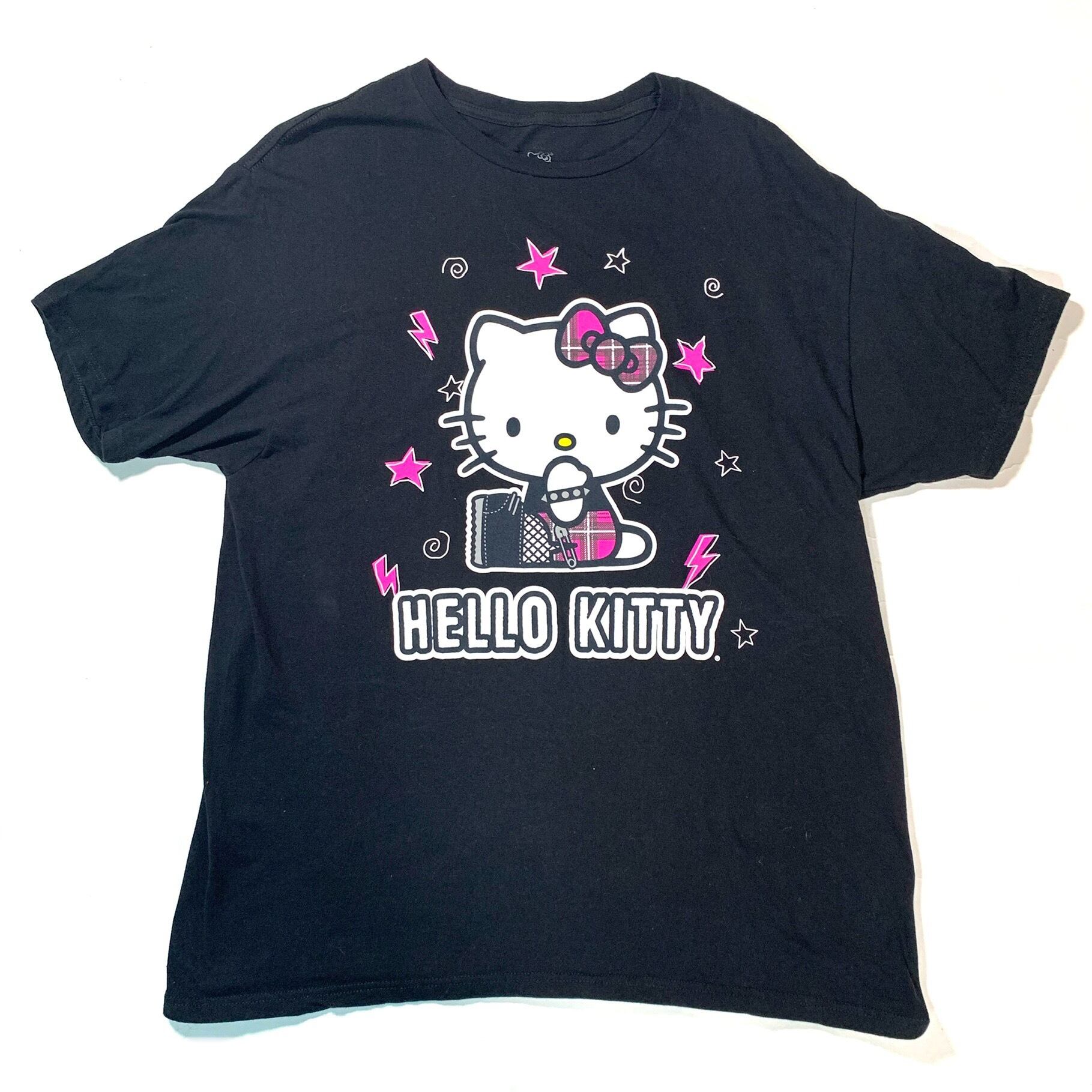 9338 ハローキティ Tシャツ サンリオ プリント ブラック XXL程度 | San 