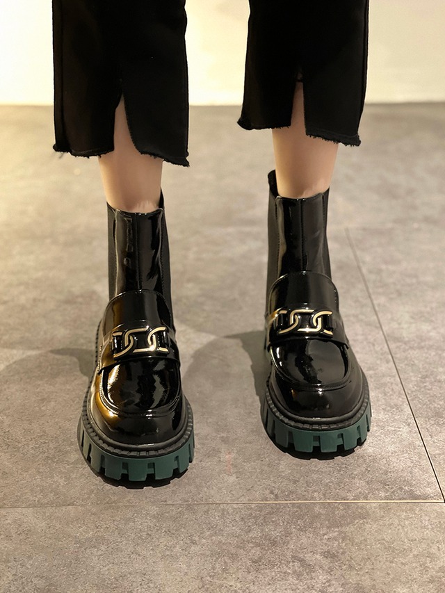 グリーンブーツオータムウィンターブラックショート 靴 シューズ ストリート 秋物 冬物 ラウンドトー 部族の婦人靴29971215706