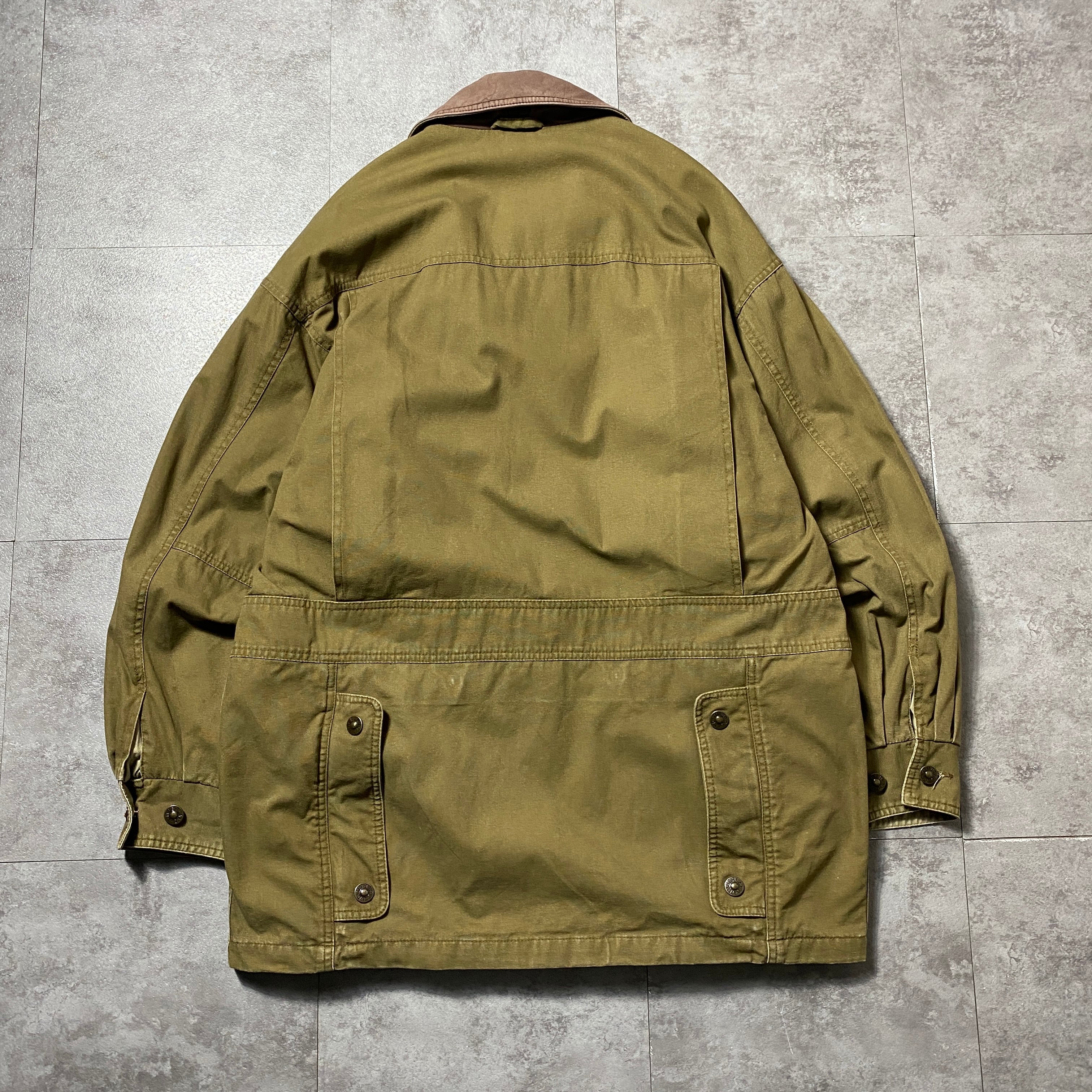 90's Timberland ティンバーランド レザー襟 メタルボタン ミドル丈