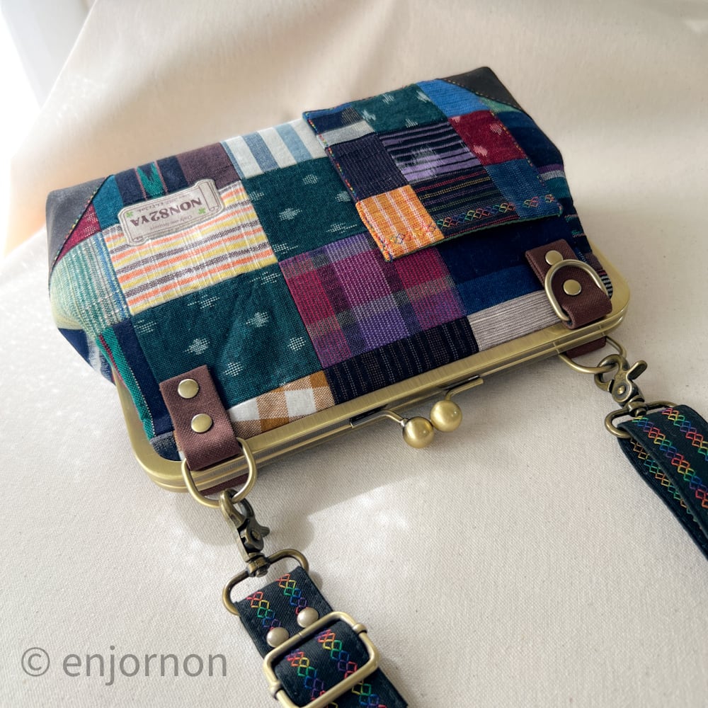 久留米絣パッチワークのがま口バッグ | がま口【 のんぱち屋