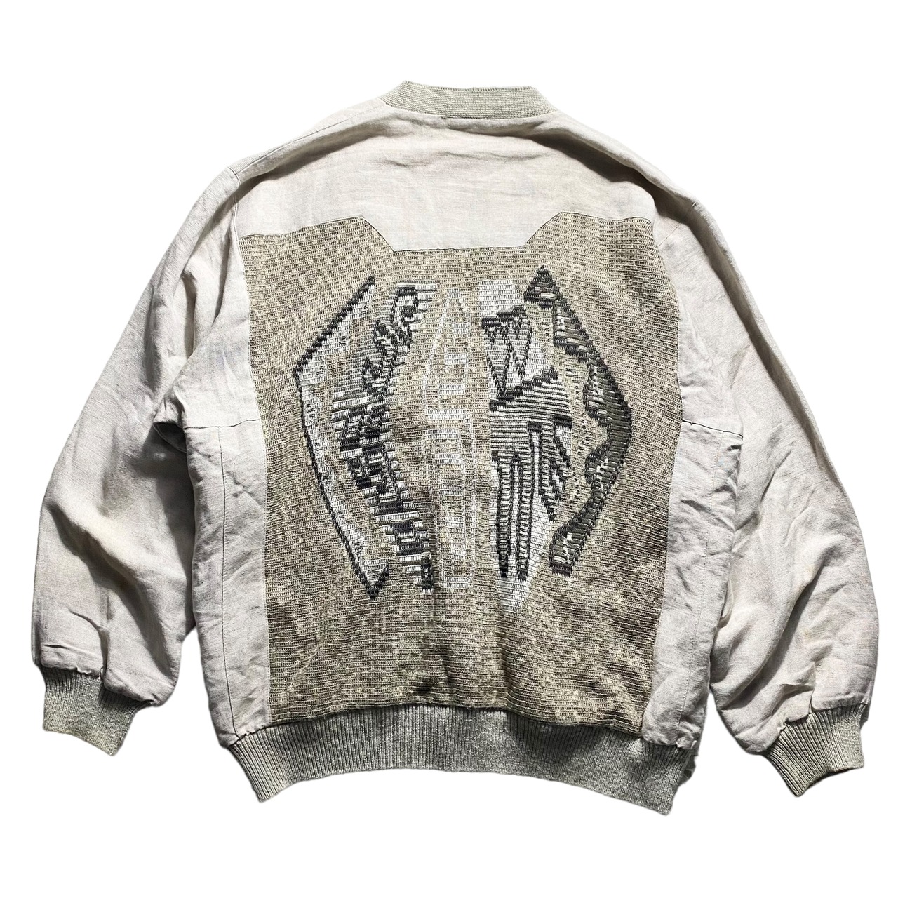 old knit switching linen cardigan made in Italy