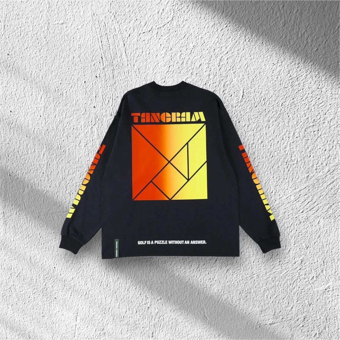 TANGRAM(mens)】 GRADATION LOGO LONG SLEEVE TEE BLACK TGA-MT134 