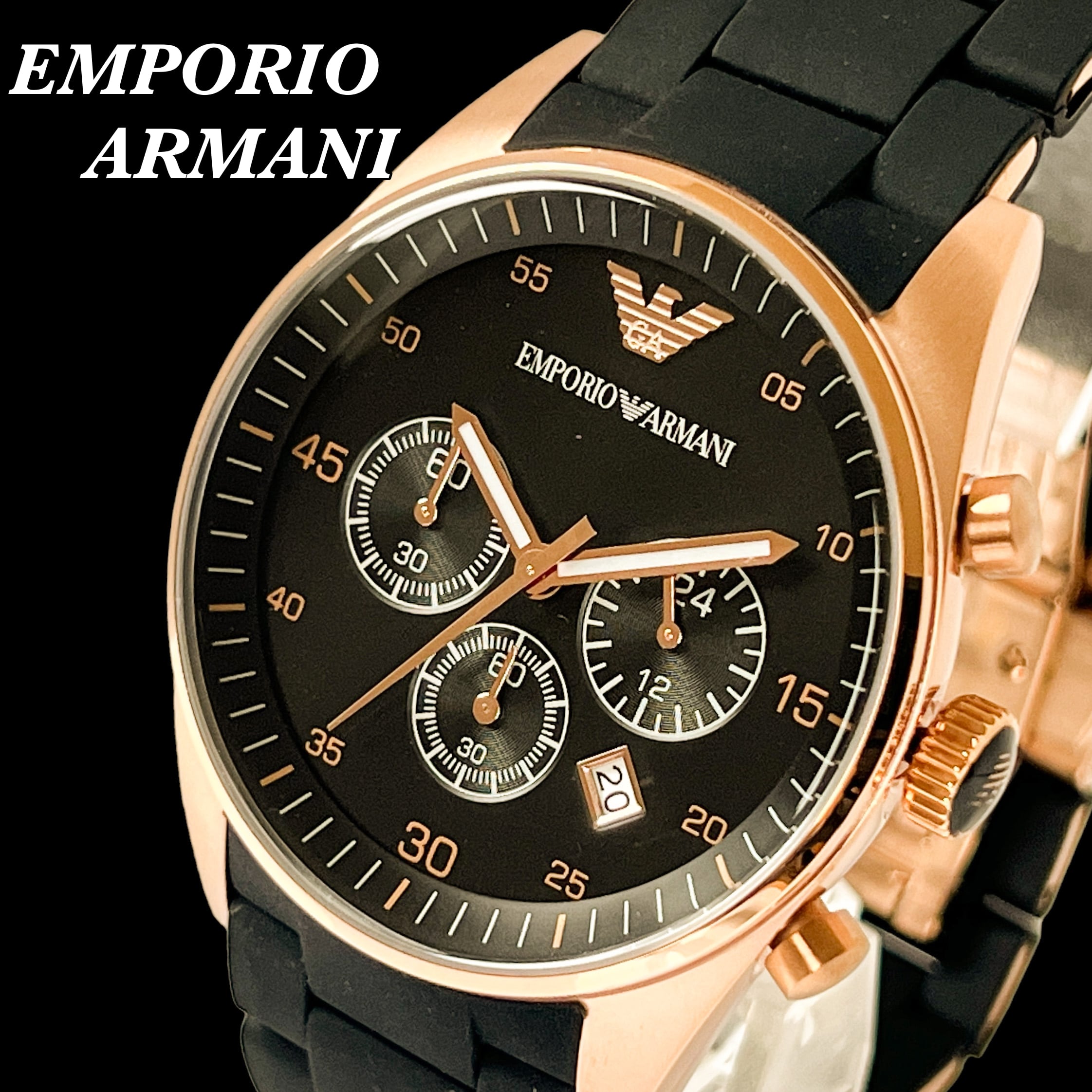 メンズ腕時計 黒 50m防水 EMPORIO ARMANI エンポリオアルマーニ