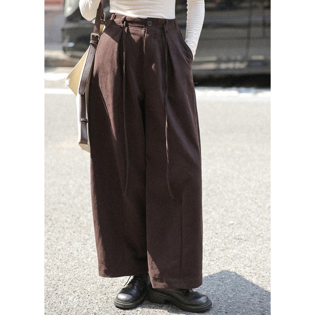 drawstring wide-leg pants　J00185